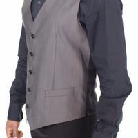 Gray Wool Silk Dress Vest Gilet Jacket