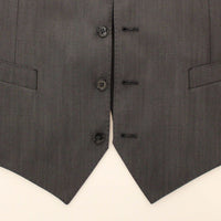 Gray Wool Silk Dress Vest Gilet Jacket