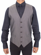 Gray Wool Silk Dress Vest Gilet Jacket