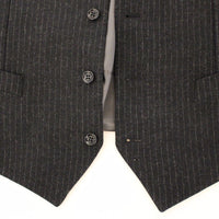 Gray Striped Wool Dress Vest Gilet