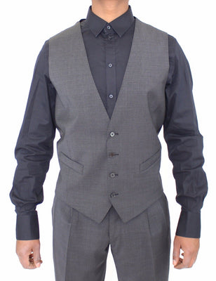 Gray Stretch Formal Dress Vest Gilet