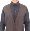 Brown Striped Stretch Dress Vest Gilet