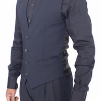 Blue Wool Formal Dress Vest Gilet