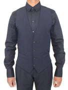 Blue Wool Formal Dress Vest Gilet