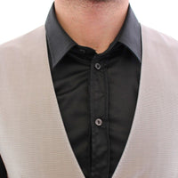Gray Silver Wool Silk Dress Vest Gilet