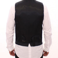 Gray Striped Wool Single Breasted Vest