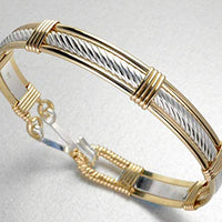 Sterling Silver & 14k Gold Filled Twisted Cable Patterned Wire Wrapped Bracelet - Hull Hill