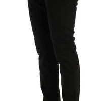 Black Slim Fit Cotton Stretch Pants