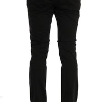 Black Slim Fit Cotton Stretch Pants