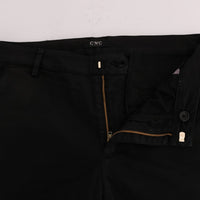 Black Slim Fit Cotton Stretch Pants