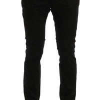 Black Slim Fit Cotton Stretch Pants