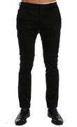 Black Slim Fit Cotton Stretch Pants