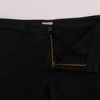 Black Cotton Stretch Chinos Pants