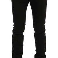 Black Cotton Stretch Chinos Pants