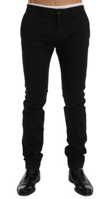 Black Cotton Stretch Chinos Pants