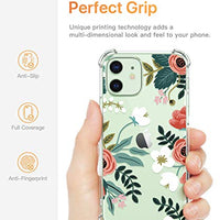 Clear Floral Case iPhone 12 and iPhone 12 Pro 6.1in 2020, Flexible TPU Shockproof