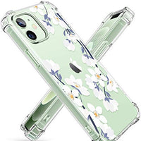 Clear Floral Case iPhone 12 and iPhone 12 Pro 6.1in 2020, Flexible TPU Shockproof