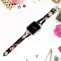 Genuine Leather Floral Apple Watch Band 38mm 40mm Series 5 4 3 2 1