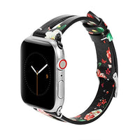 Genuine Leather Floral Apple Watch Band 38mm 40mm Series 5 4 3 2 1