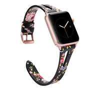 Genuine Leather Floral Apple Watch Band 38mm 40mm Series 5 4 3 2 1