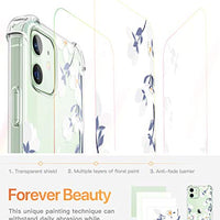 Clear Floral Case iPhone 12 and iPhone 12 Pro 6.1in 2020, Flexible TPU Shockproof