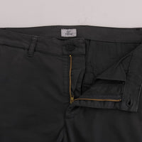 Gray Cotton Stretch Chinos Pants