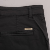 Gray Cotton Stretch Chinos Pants