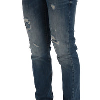 Blue Wash Torn Dunfermile Slim Fit Jeans