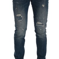 Blue Wash Torn Dunfermile Slim Fit Jeans