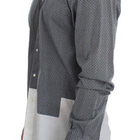 White Gray Dotted Cotton Casual Shirt