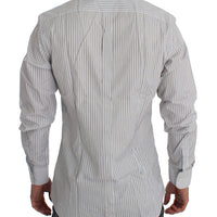 White Blue Striped GOLD Slim Fit Shirt