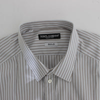 White Blue Striped GOLD Slim Fit Shirt