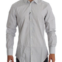 White Blue Striped GOLD Slim Fit Shirt