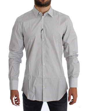 White Blue Striped GOLD Slim Fit Shirt