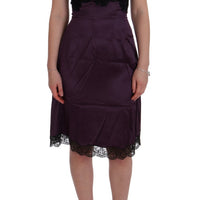 Purple Silk Stretch Black Lace Dress