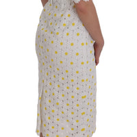 White Sunflower Ricamo Sheath Dress
