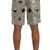 White Black Striped Casual Shorts