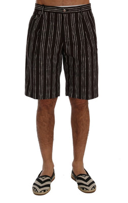 Bordeaux White Striped Hemp Casual Shorts