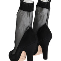 Black Nylon Transparent Socks Classic Pumps