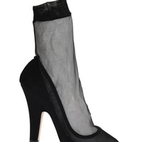 Black Nylon Transparent Socks Classic Pumps