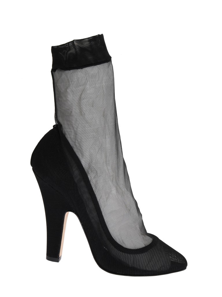 Black Nylon Transparent Socks Classic Pumps