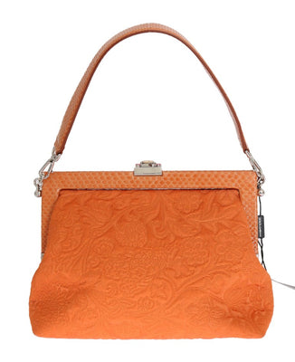 Orange VANDA Snakeskin Brocade Crystal Bag