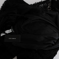 Black Floral Ricamo Sheath Long Dress