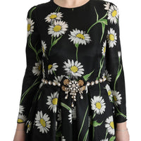 Multicolor Silk Sunflower Print Long Maxi Dress