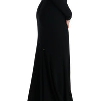Black Stretch Long Gown Sheath Dress
