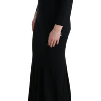 Black Stretch Lace Gown Sheath Dress