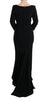Black Stretch Lace Gown Sheath Dress