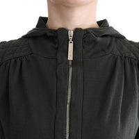 Gray Top Hooded Cotton Zipper Sweater