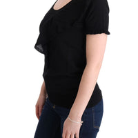 Black 100% Lana Wool Top Blouse T-shirt