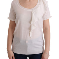 White 100% Lana Wool Top Blouse T-shirt